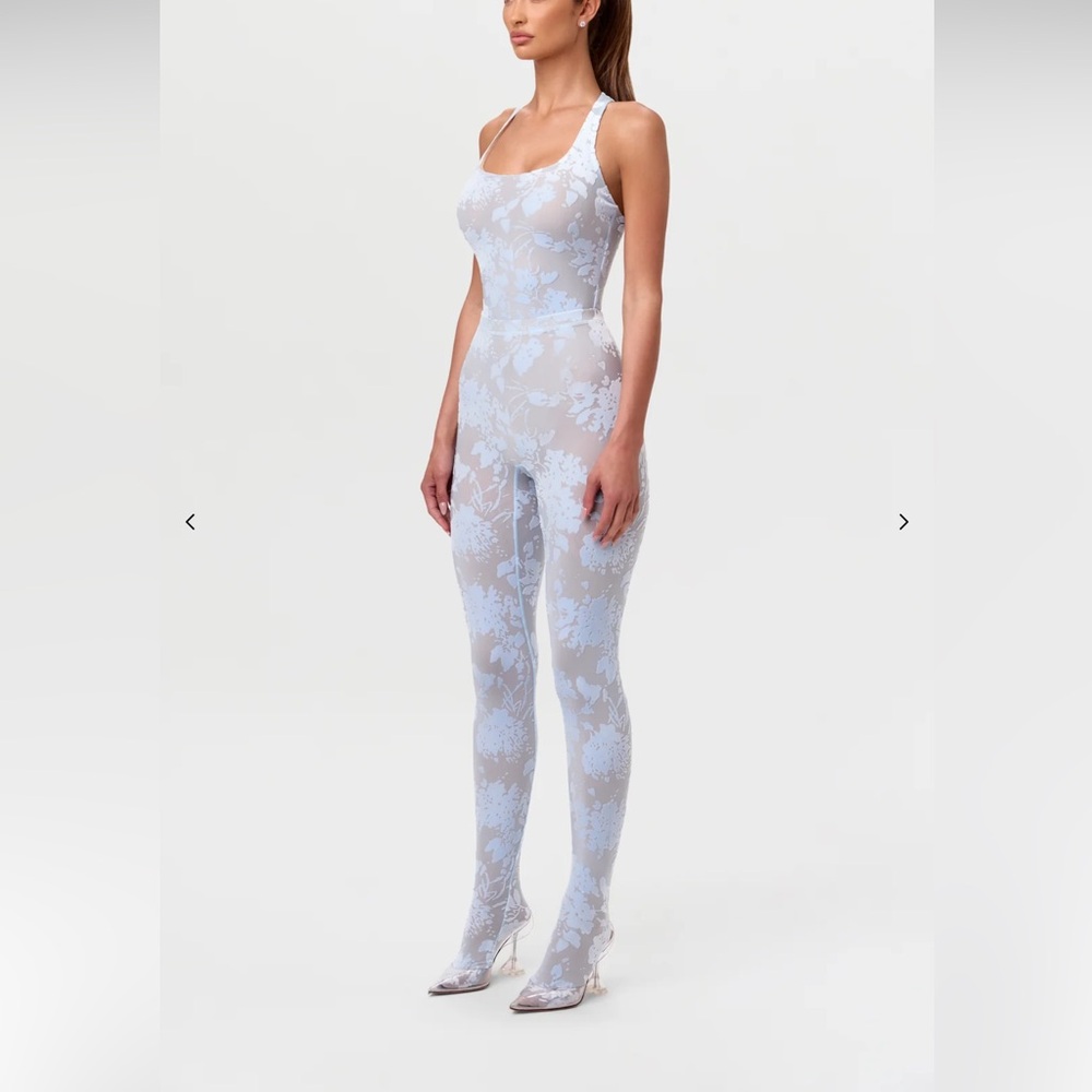 Naked wardrobe sheer floral closed toe’s leggings